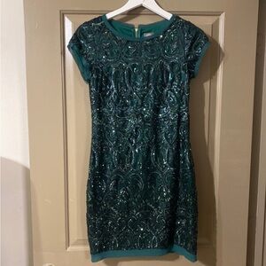 Wore ONCE! Vince Camuto Emerald Green Sequin Cocktail Dress